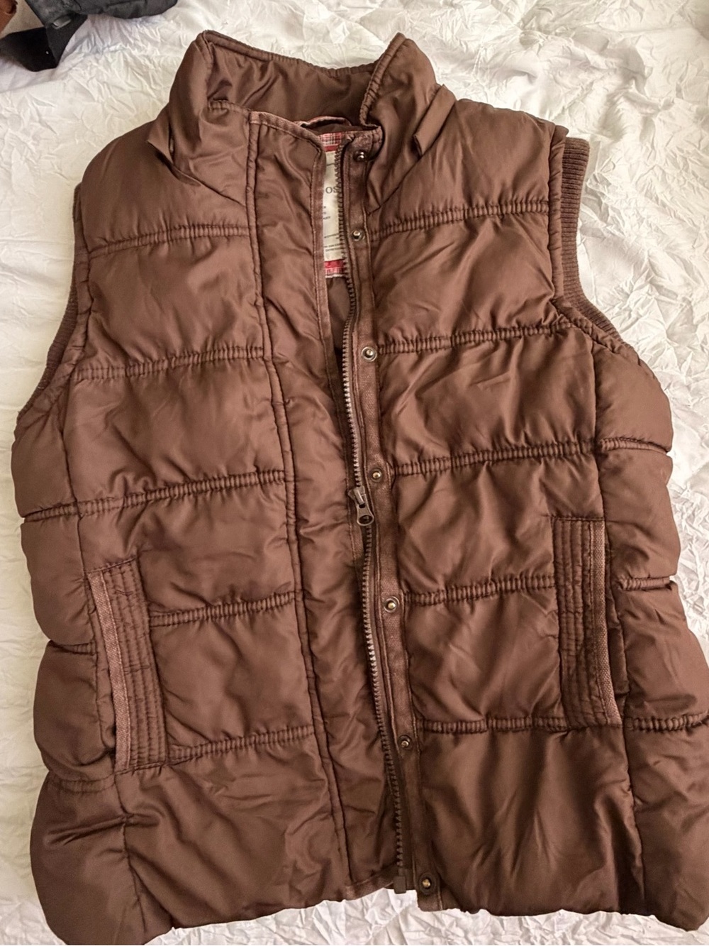 Aeropostale Brown Quilted Puffer Vest